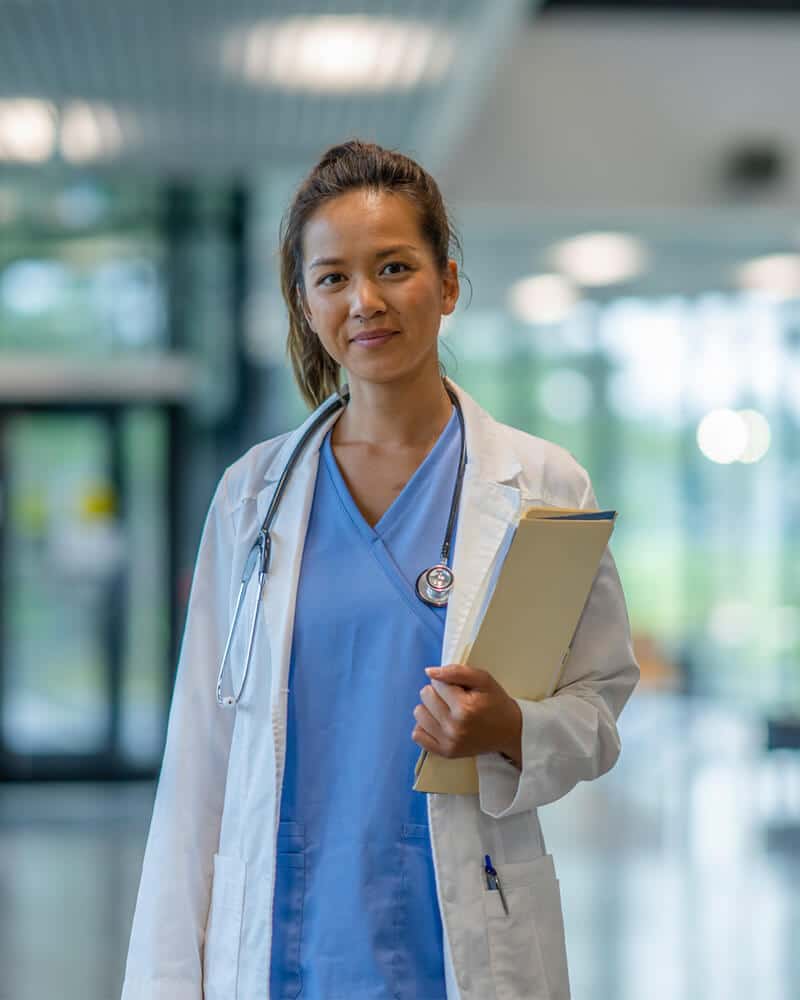 Physician at hospital reception